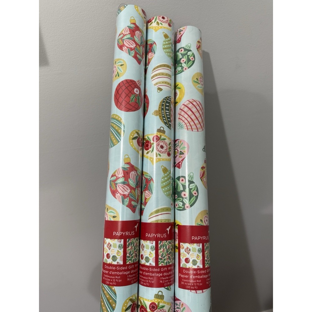 3 Papyrus Gift Wrapping Rolls Paper Ornaments Christmas